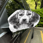 Black And White Drawing Beagle Print Car Side Mirror Covers
