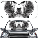 Black And White Drawing Beagle Print Car Windshield Sun Shade