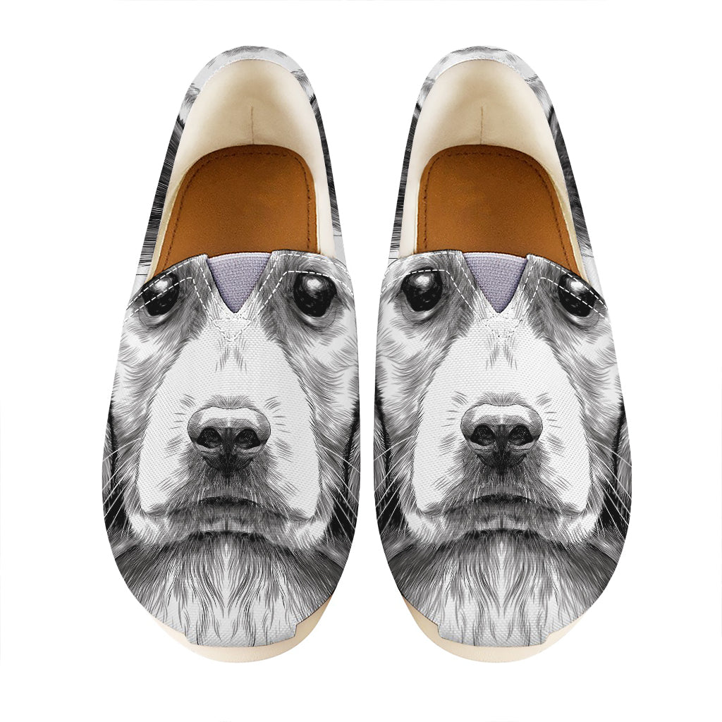 Black And White Drawing Beagle Print Casual Shoes