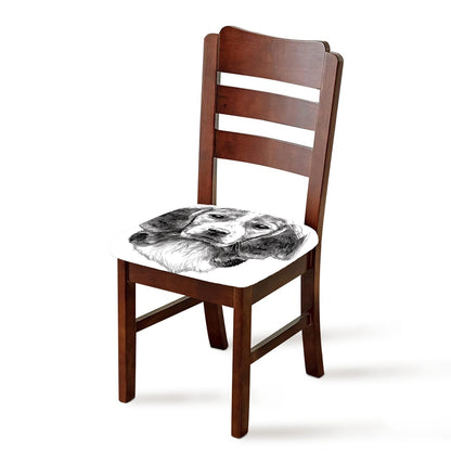 Black And White Drawing Beagle Print Chair Cushion Cover