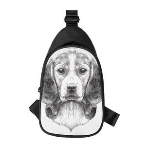 Black And White Drawing Beagle Print Chest Bag