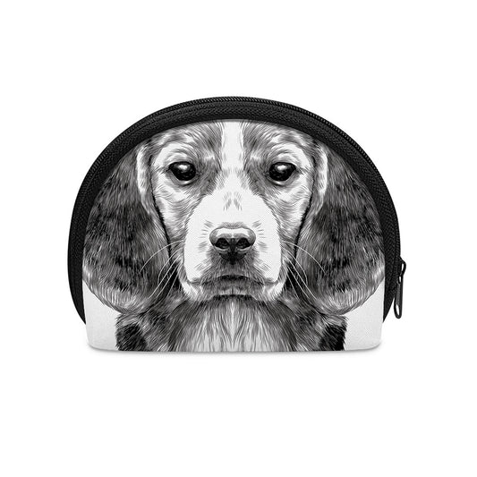 Black And White Drawing Beagle Print Coin Purse