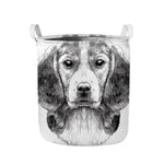 Black And White Drawing Beagle Print Collapsible Laundry Basket