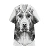 Black And White Drawing Beagle Print Cotton Hawaiian Shirt