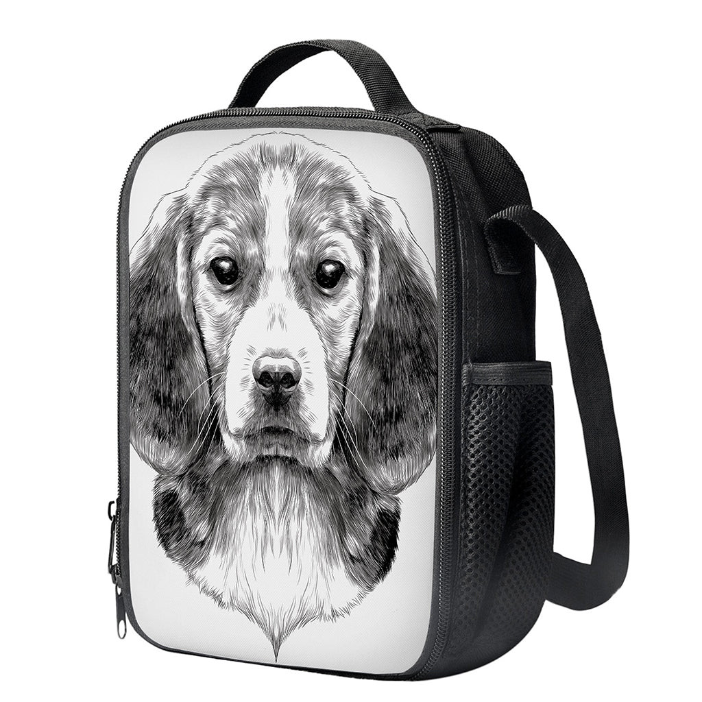 Black And White Drawing Beagle Print Crossbody Lunch Bag