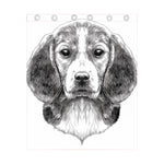 Black And White Drawing Beagle Print Curtain