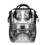 Black And White Drawing Beagle Print Diaper Bag