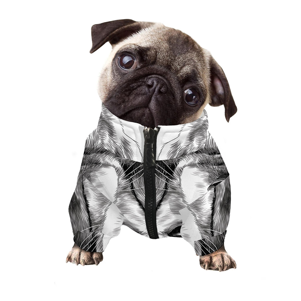 Black And White Drawing Beagle Print Dog Zip Up Jacket