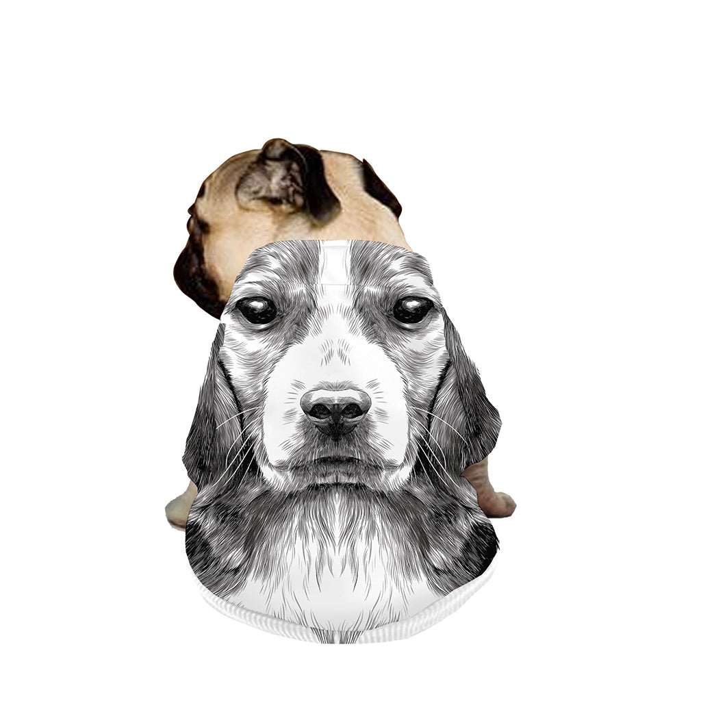 Black And White Drawing Beagle Print Dog Zip Up Jacket