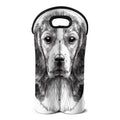 Black And White Drawing Beagle Print Double Neoprene Wine Tote