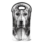 Black And White Drawing Beagle Print Double Neoprene Wine Tote