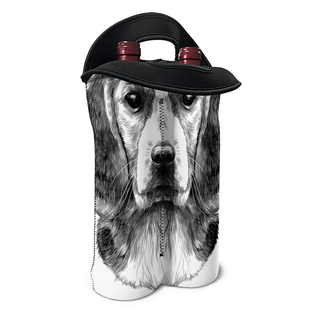 Black And White Drawing Beagle Print Double Neoprene Wine Tote