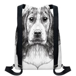 Black And White Drawing Beagle Print Drawstring Backpack