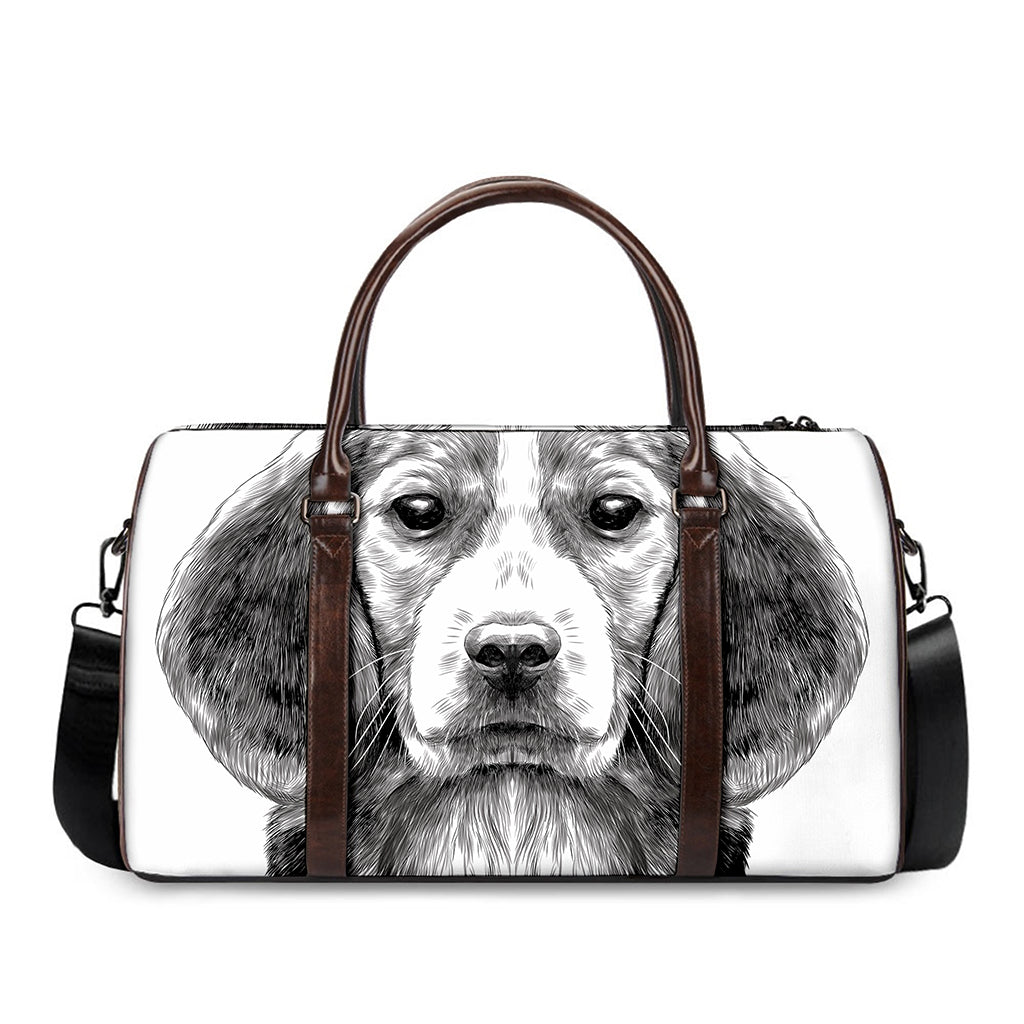 Black And White Drawing Beagle Print Duffle Bag