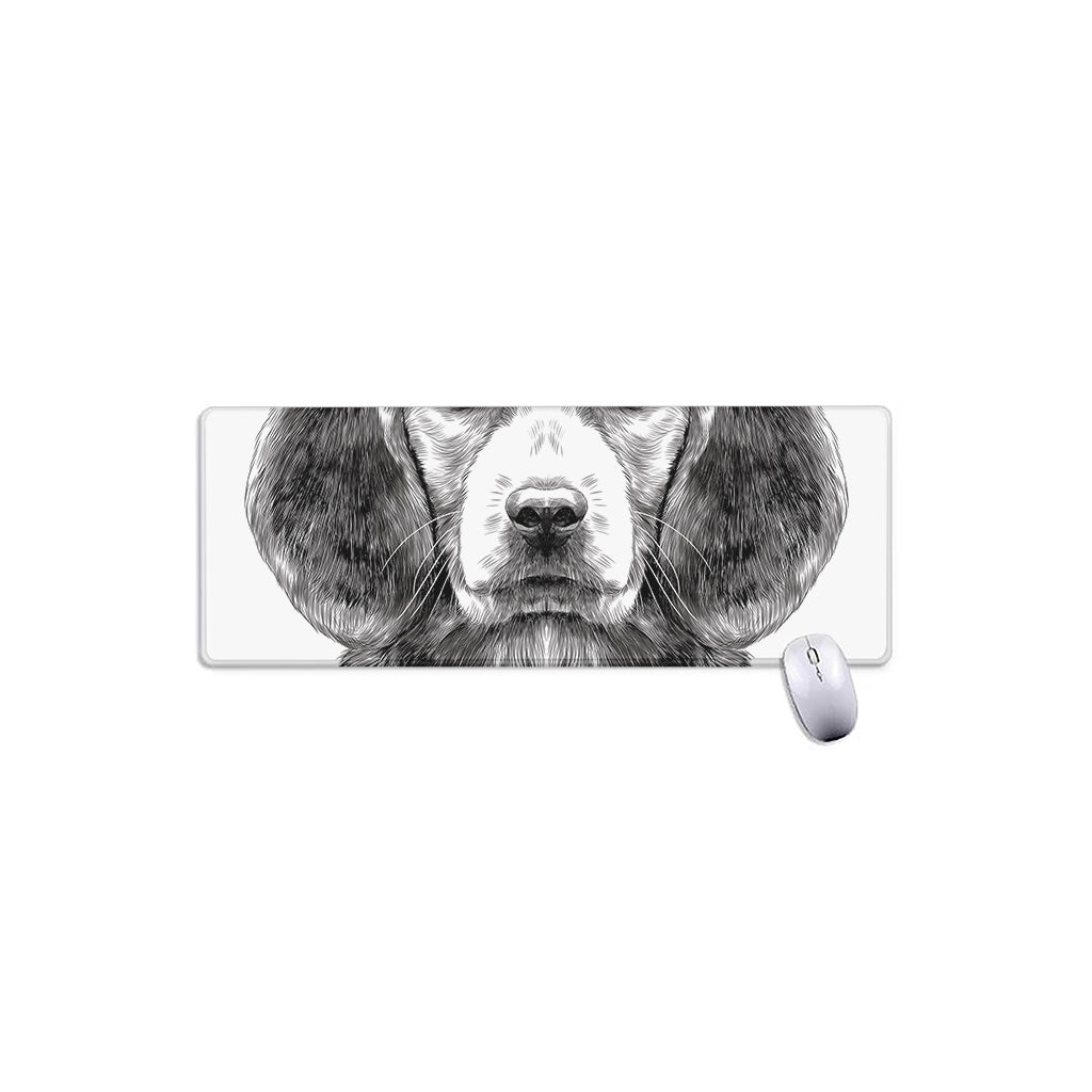Black And White Drawing Beagle Print Extended Mouse Pad – GearFrost