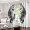 Black And White Drawing Beagle Print Extra Wide Grommet Curtains