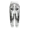 Black And White Drawing Beagle Print Fleece Lined Knit Pants