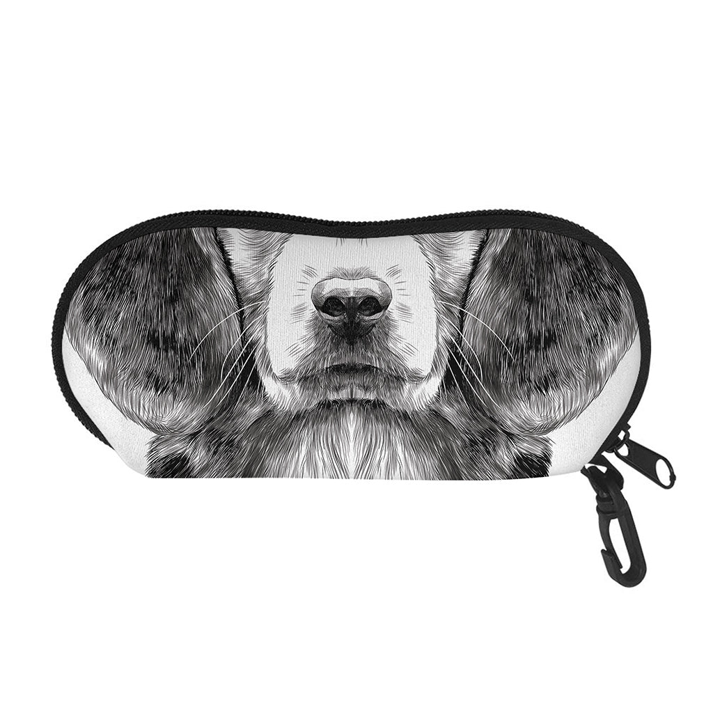Black And White Drawing Beagle Print Glasses Case