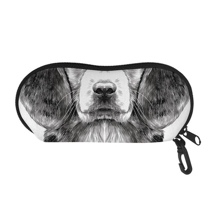 Black And White Drawing Beagle Print Glasses Case