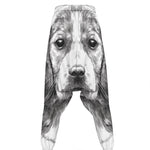 Black And White Drawing Beagle Print Hammer Pants