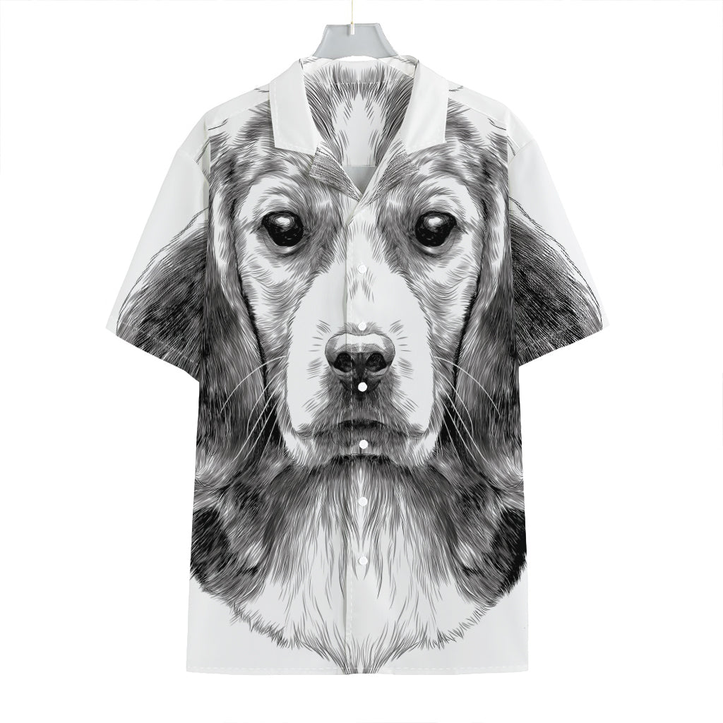 Black And White Drawing Beagle Print Hawaiian Shirt