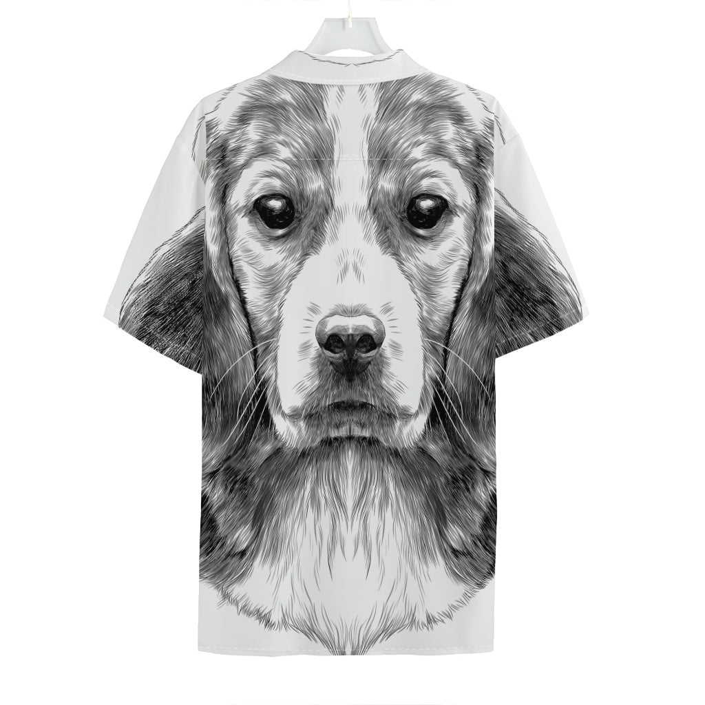 Black And White Drawing Beagle Print Hawaiian Shirt