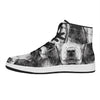 Black And White Drawing Beagle Print High Top Leather Sneakers