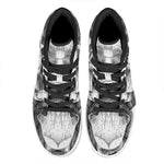 Black And White Drawing Beagle Print High Top Leather Sneakers