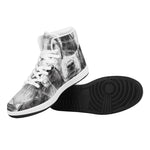 Black And White Drawing Beagle Print High Top Leather Sneakers