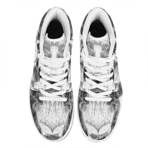 Black And White Drawing Beagle Print High Top Leather Sneakers