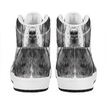 Black And White Drawing Beagle Print High Top Leather Sneakers