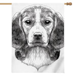 Black And White Drawing Beagle Print House Flag