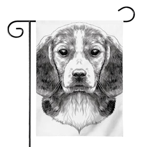 Black And White Drawing Beagle Print House Flag