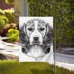 Black And White Drawing Beagle Print House Flag