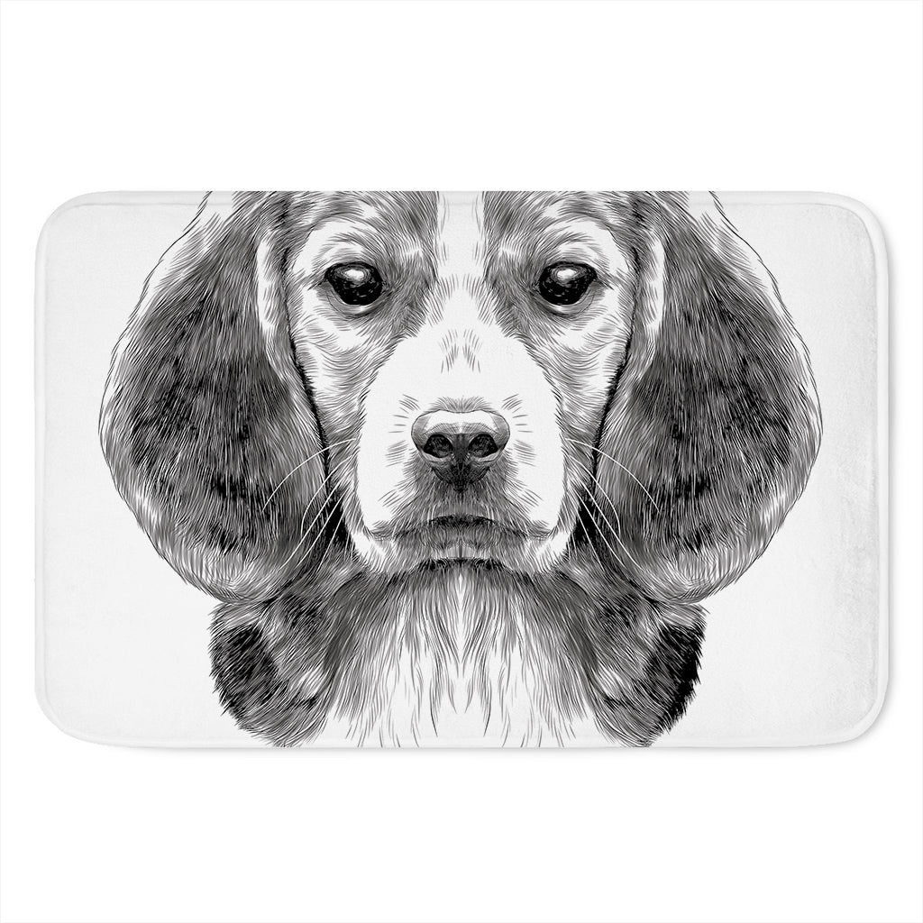 Black And White Drawing Beagle Print Indoor Door Mat