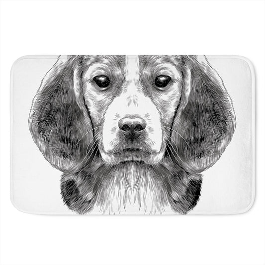 Black And White Drawing Beagle Print Indoor Door Mat