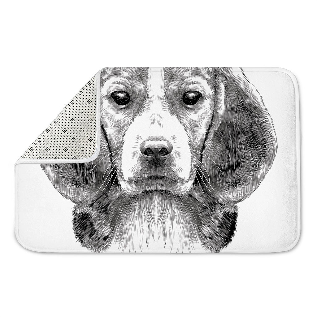 Black And White Drawing Beagle Print Indoor Door Mat