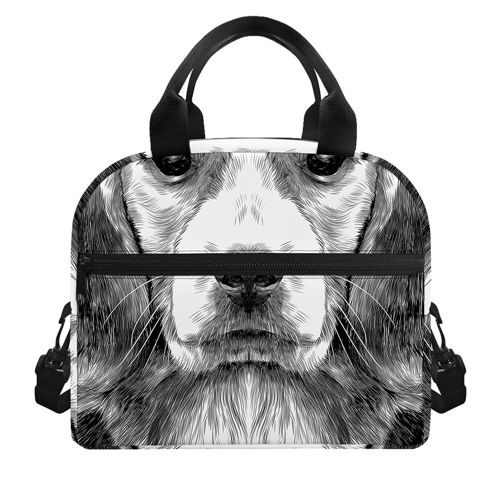 Black And White Drawing Beagle Print Insulated Lunch Bag