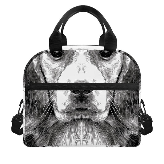 Black And White Drawing Beagle Print Insulated Lunch Bag