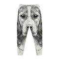 Black And White Drawing Beagle Print Jogger Pants