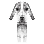 Black And White Drawing Beagle Print Jumpsuit