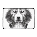 Black And White Drawing Beagle Print Kitchen Mat
