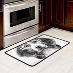 Black And White Drawing Beagle Print Kitchen Mat