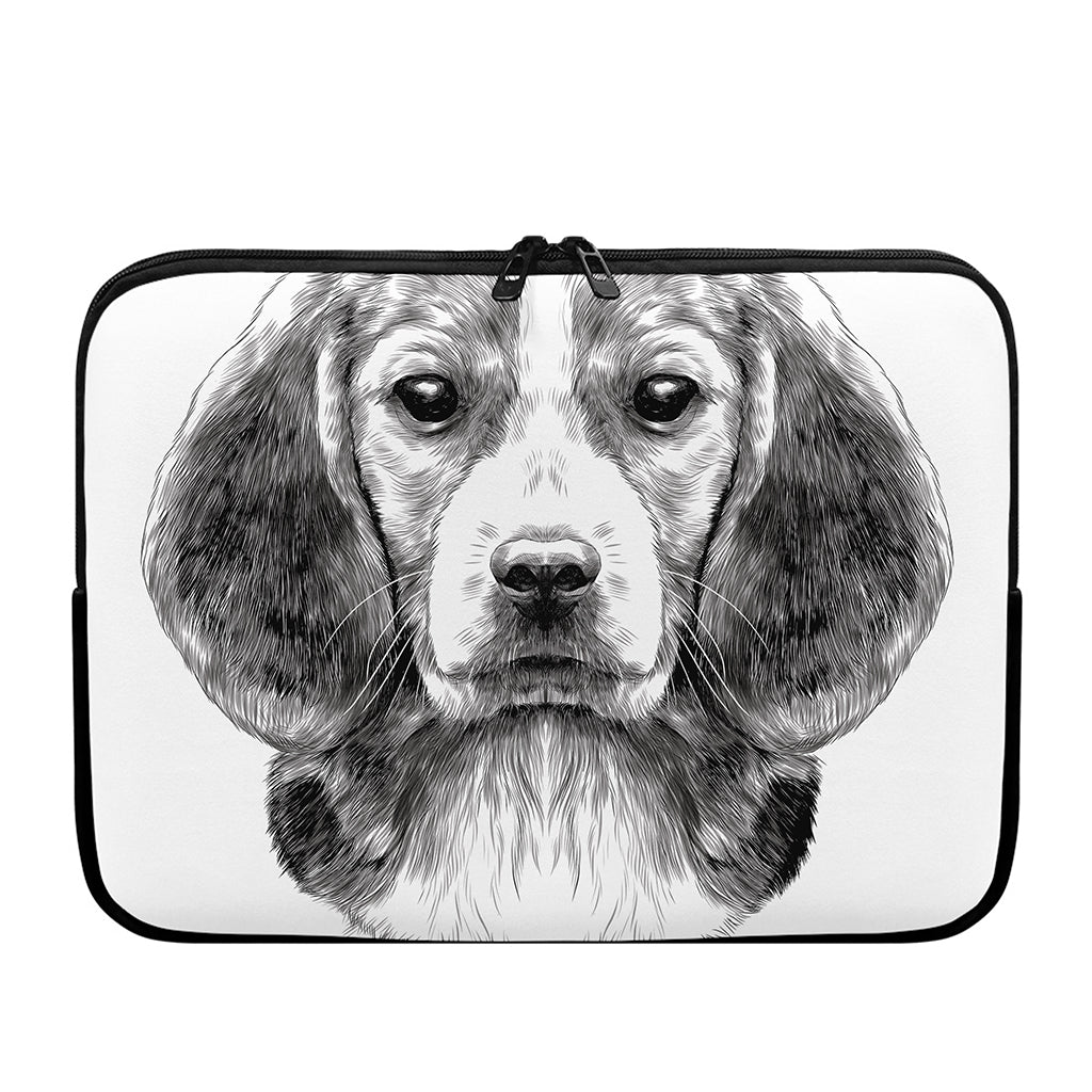 Black And White Drawing Beagle Print Laptop Sleeve