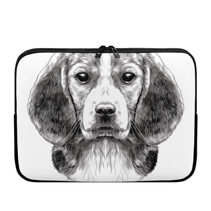 Black And White Drawing Beagle Print Laptop Sleeve