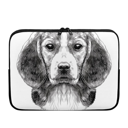 Black And White Drawing Beagle Print Laptop Sleeve