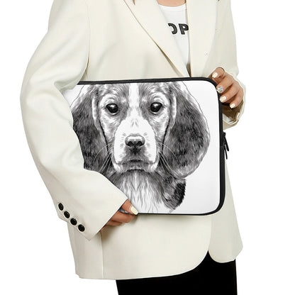Black And White Drawing Beagle Print Laptop Sleeve