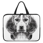 Black And White Drawing Beagle Print Laptop Sleeve With Handle