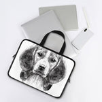 Black And White Drawing Beagle Print Laptop Sleeve With Handle