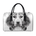 Black And White Drawing Beagle Print Leather Duffel Bag